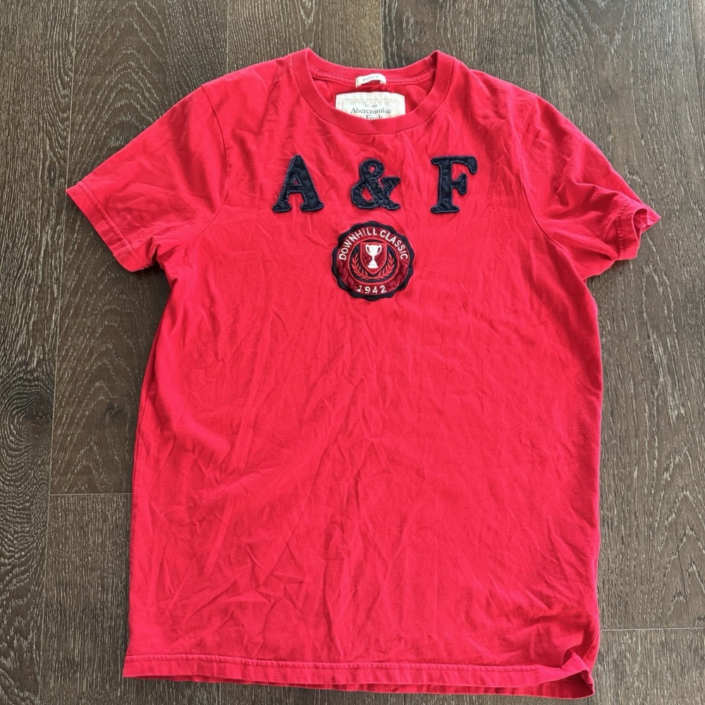 Vintage Y2K Abercrombie and Fitch Red  Letters  T-shirt  Muscle Embroidered READ